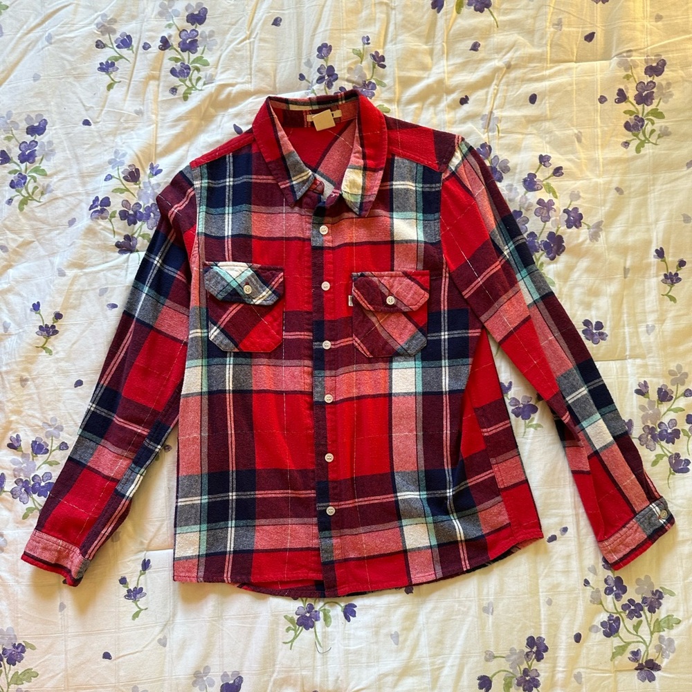 Red Plaid 100% Cotton Button Down